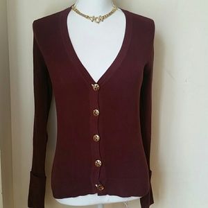 Tory Burch purple  ribbed cotton cardigan sz  S